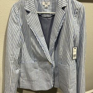 Women’s blazer, blue and white striped Crown and Ivy size 2